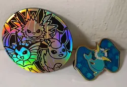 Pokemon Vaporeon VMAX SWSH182 2021 Jumbo/Oversized Card + Pin And Coin See Pics - Image 2