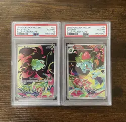 2025 POKEMON MEGA EVOLUTION IR #133 BULBASAUR & IVYSAUR #134 PSA 10 SEQUENTIAL - Image 1