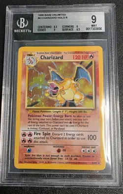 1999 Pokemon Base Set Charizard Holo BGS 9 Mint (9.5/9.5/9/9 Subs) CLEAN 🔥 PSA - Image 2