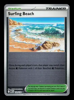 Surfing Beach 129/132 Reverse Holo Mega Evolution Pokemon Card - - Image 1