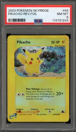 Pokemon Pikachu Skyridge Reverse Holo #84 PSA 8 - Image 1