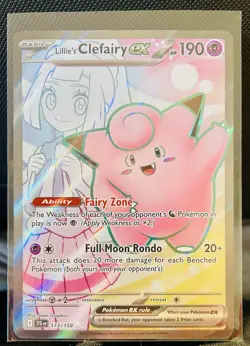 Pokemon Lillie's Clefairy ex Full Art Ultra Rare Holo Basic SV09 173/159 HP 190 - Image 1