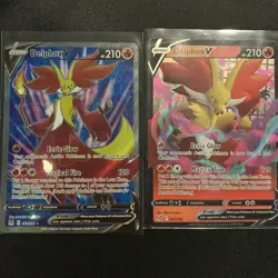 Pokemon Lost Origin, 2 Delphox V’s, Holo Rare, NM/M, No Scratches - Image 1