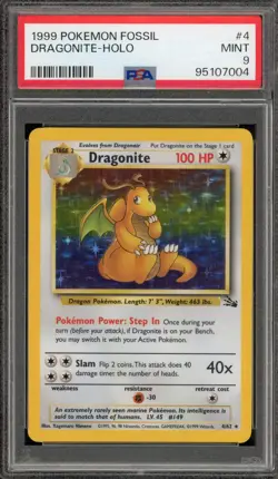 Pokemon Dragonite Fossil Unlimited Holo Rare #4 PSA 9 Mint - Image 1