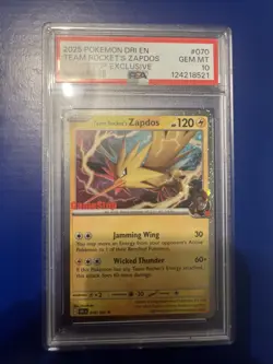 2025 Pokemon Destined Rivals Team Rocket's Zapdos Game Stop Exclusive #70 PSA 10 - Image 1