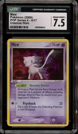 Pokemon Mew POP Series 4 Cosmos Holo Rare #4 CGC 7.5 - Image 1