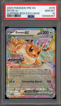 Pokemon Eevee ex Prismatic Evolutions Surprise Bx. Exclusive #075 PSA 10 - Image 1