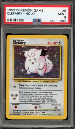 Pokemon Clefairy Base Set Unlimited Holo Rare #5 PSA 9 Mint - Image 1