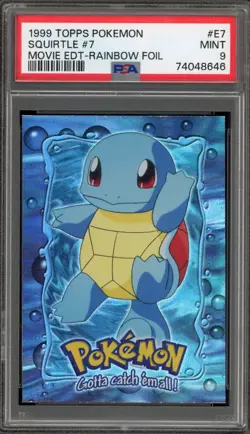 Pokemon Topps Squirtle Movie Edition Rainbow Foil #E7 PSA 9 Mint - Image 1