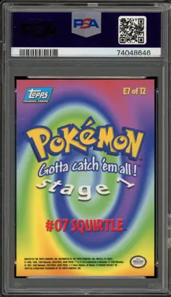 Pokemon Topps Squirtle Movie Edition Rainbow Foil #E7 PSA 9 Mint - Image 2