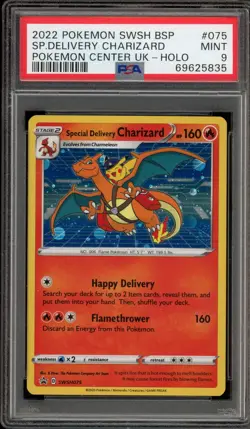 Pokemon Special Delivery Charizard P.M. Center UK Holo Promo SWSH075 PSA 9 Mint - Image 1