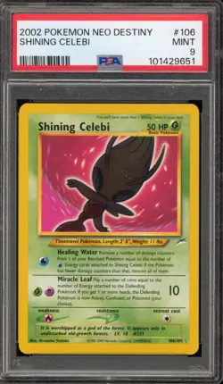 Pokemon Shining Celebi Neo Destiny Unlimited Holo Secret Rare #106 PSA 9 Mint - Image 1