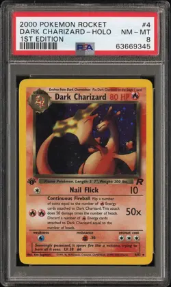 Pokemon TCG Dark Charizard 1st Edition Holo Rare PSA 8 NM-MT w/Guard - Image 3