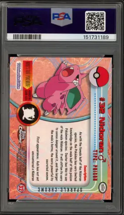 Pokemon Topps Chrome Nidoran Sparkle #32 PSA 9 Mint - Image 2