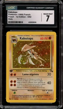 Pokemon Kabutops Fossil 1st Edition FRENCH Holo Rare #9 CGC 7 - Image 1