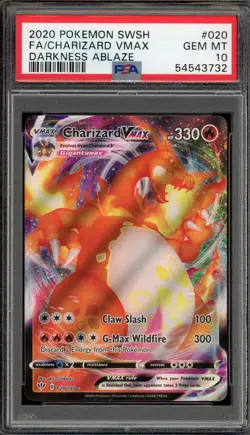 Pokemon Charizard VMAX Darkness Ablaze Full Art #020 PSA 10 Gem Mint - Image 1