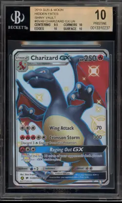 Pokemon Charizard GX Hidden Fates Full Art #SV49 BGS 10 Pristine - Image 1