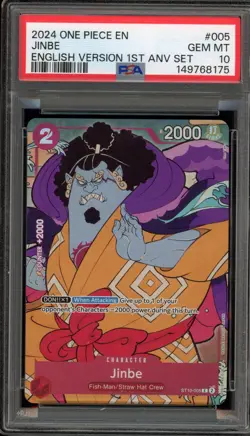 One Piece CCG Jinbe 1st Anniversary Set English ST10-005 PSA 10 Gem Mint - Image 1