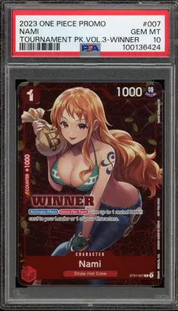 One Piece CCG Nami Tournament Pk. Vol. 3 Winner Promo ST01-007 PSA 10 Gem Mint - Image 1