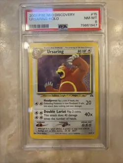 2001 Pokemon Neo Discovery Holo Ursaring PSA 8 NM-MT W/swirl - Image 1