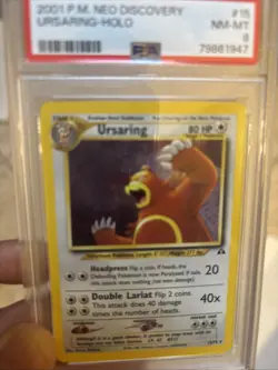 2001 Pokemon Neo Discovery Holo Ursaring PSA 8 NM-MT W/swirl - Image 2