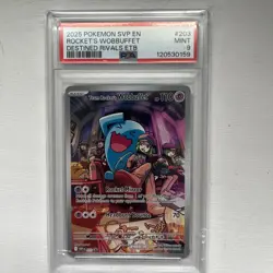 2025 Pokemon En Rockets Wobbuffet Destined Rivals ETB Promo #203 PSA MINT 9 - Image 1