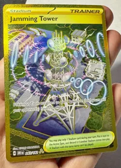 Pokemon Destined Rivals - Gold Jamming Tower 243/182 Secret Rare - Mint - Image 1