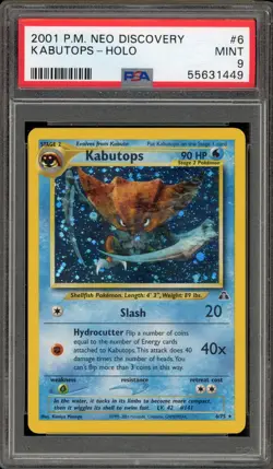 Pokemon Kabutops Neo Discovery Unlimited Holo Rare #6 PSA 9 Mint - Image 1