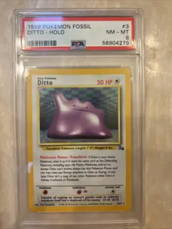 1999 Pokemon Fossil Holo Ditto PSA 8 NM-MT - Image 1