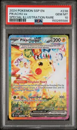 2024 POKEMON SSP EN-SURGING SPARKS SPECIAL ILLUSTRATION RARE PIKACHU EX PSA 10 - Image 1