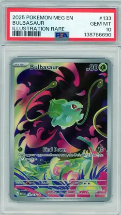 2025 Pokemon Mega Evolution Bulbasaur Illustration Rare #133 PSA 10 Gem Mint - Image 1