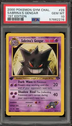Pokemon Sabrina's Gengar Gym Challenge 1st Edition Rare #29 PSA 10 Gem Mint - Image 1