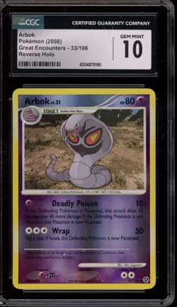 Pokemon Arbok Great Encounters Reverse Holo #33 CGC 10 Gem Mint - Image 1
