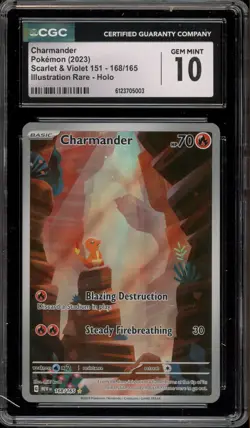 Pokemon Charmander 151 MEW EN Illustration Rare #168 CGC 10 Gem Mint - Image 1