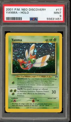 Pokemon Yanma Neo Discovery Unlimited Holo Rare #17 PSA 9 Mint - Image 1