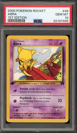 Pokemon Abra Team Rocket 1st Edition #49 PSA 10 Gem Mint - Image 1