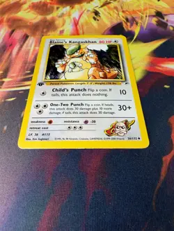 Blaine's Kangaskhan 36/132 MP Uncommon 1st Edition Gym Heroes 2000 Pokemon TCG - Image 2