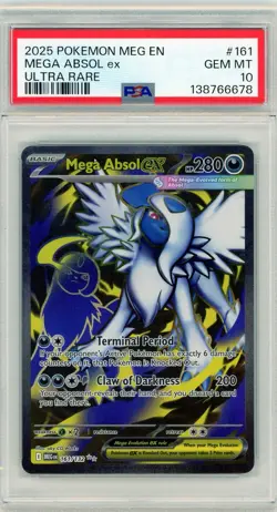 2025 Pokemon Mega Evolution Mega Absol ex Ultra Rare #161 PSA 10 Gem Mint - Image 1