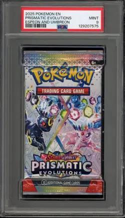 Pokemon Prismatic Evolutions Espeon/Umbreon Sealed Booster Pack PSA 9 Mint - Image 1