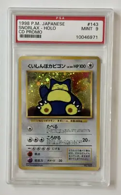 1998 Japanese Pokemon Snorlax HOLO CD Promo #143 PSA Mint 9 - Image 1