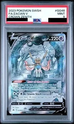 2023 POKEMON SWORD AND SHIELD CROWN ZENITH #GG48 FA/ZACIAN V CROWN ZENITH PSA 9 - Image 1
