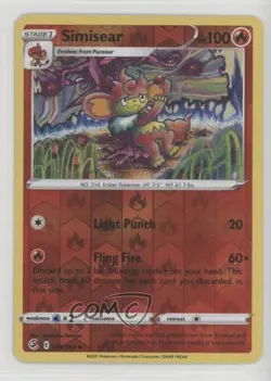 Simisear Reverse Foil Pokemon Sword & Shield Fusion Strike #038 - Image 1