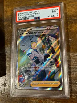 POKEMON 2023 Crown Zenith Full Art Trainer COLRESS'S EXPERIMENT #GG59 PSA 9 Mint - Image 1