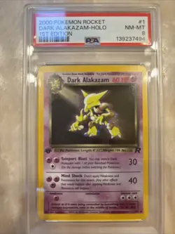 2000 Pokemon Rocket Holo Dark Alakazam 1st Edition PSA 8 NM-MT W/ Swirl - Image 1