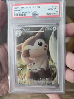 FURRET 2025 Pokemon Journey Together Illustration Rare PSA 10 - Image 1
