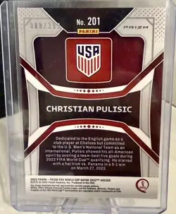 2022 Panini Prizm World Cup Qatar Christian Pulisic USA Red Prizm #88/399 Rare! - Image 2