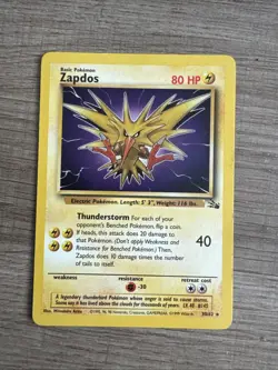 Pokemon TCG Zapdos Fossil Card 30/62 Regular Rare, LP Condition - Image 1