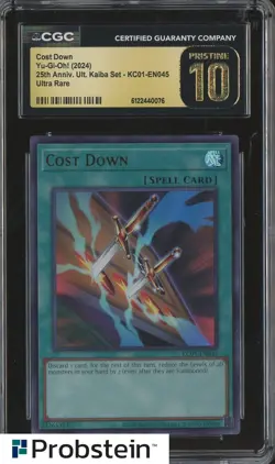 2024 Yu-Gi-Oh! 25th Anniversary Kaiba #KC01-EN045 Cost Down CGC 10 PRISTINE - Image 1