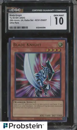 2024 Yu-Gi-Oh! 25th Anniversary Kaiba #KC01-EN027 Blade Knight CGC 10 GEM MINT - Image 1