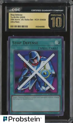 2024 Yu-Gi-Oh! 25th Anniversary Kaiba #KC01-EN039 Stop Defense CGC 10 PRISTINE - Image 1